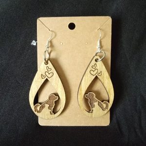 Cat and Dog Wood Earrings