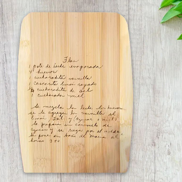 handwritten recipe cutting board