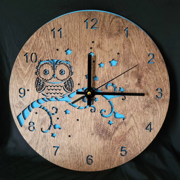 owl turquoise wood clock